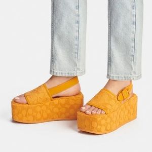 Coach | Shoes | Coach Noelle Sandal In Signature Terry Cloth Tangerine Size  65 | Poshmark